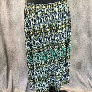 dressbarn Blue and Green Patterned Maxi Skirt